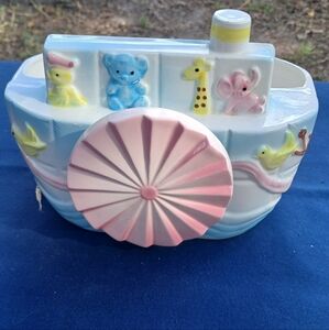 Vintage Music Box Tugboat Planter
